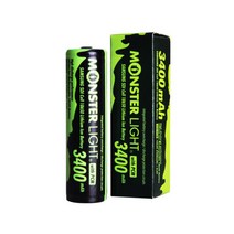 몬스터라이트 18650 3400mAh 배터리 리튬 이온 충전용 건전지, 단품