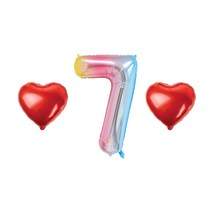 숫자 7 하트 풍선 세트, 03.레인보우 7