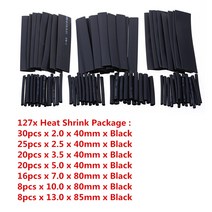 열수축비닐 투명포장지 선물포장비닐 127140280328Pcs 모듬 된 폴리올레핀 튜브 케이블 슬리브 랩 와이어 세트 8 크기 멀티 컬러블랙, 01 127Pcs