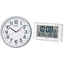 세이코 시계 걸쇠 시계 전파 아날로그 오피스 타입 은색 메탈릭 KX229S SEIKO & 탁상시계 01:흰 진주 본체 사이즈:8.5×14.8×5.3 cm 전파 디지털 캘린더 쾌적도 온도 습도 표시 BC402W[세트 구입]