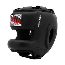 RDX 복싱 헤드 기어 가죽 MMA 스파링 격투 킥복싱 훈련 태권도 가라데, Black, Large