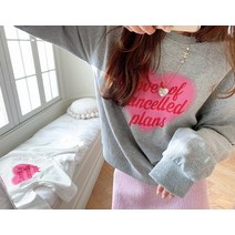 핑크하트 레터링 맨투맨