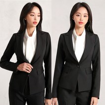 더웨이나인 심플형 자켓 여성 검정 정장 마이 기본핏 베이직 캐주얼 우븐 재킷 빅사이즈 (XS-5XL)