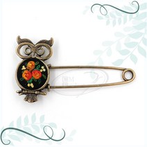 토이앤스티치/리치/부엉이/옷핀/브로치/프랑스자수/반제품/당일발송, F181-리치부엉이옷핀브로치