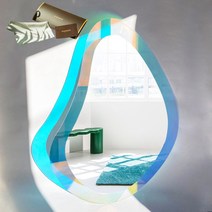 위미러 레인보우 거울 원형 오로라 홀로그램 디자인 아크릴 거울+개런티카드+클리너천+워런티커버, 2. 레인보우 폼므형 오로라 홀로그램 거울