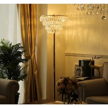 크리스탈 샹들리에 거실 서재 플로어 장스탠드 램프 tl002, 장스탠드L(46cm), 골드크리스탈, 원격제어(리모컨)