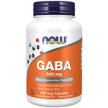 NOW Foods 나우푸드 가바 비타민B-6 500mg 200캡슐, 200정, 1개