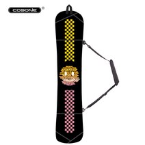 스노우보드데크 스노보드 스노우보드 세트 바인딩 cosone 싱글 보드 더블 보드 방수 내마모성 싱글 숄더 더블 숄더 휴대용 만두 스킨 남성과 여성 스키 장비 보드 커버, bd2105 만두 피부 스마일, 160cm