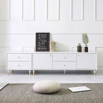 플레인홈 피어트 골드 거실장 세트, 화이트