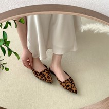 플랫 블로퍼 여성뮬 슬리퍼구두 스틸레토 레오파드 블랙 스웨이드