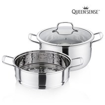 퀸센스 스텐 찜냄비 2종 인덕션 IH, 양수 중곰솥 26cm, 찜판 24cm, 1세트