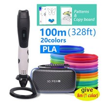 3d펜 필라멘트 쓰리디펜 매직펜 세트 DIY 3D 인쇄 펜 USB 출력 1.75mm PLA 연필 드로잉 휴대용 케이스 포함 어린이 특별 선물, [12] w-standard EU 100m