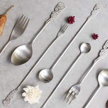 빈티지 스텐 장미 커트러리 모음 (19style) 티스푼 티포크 버터나이프 수저세트, 롱티포크