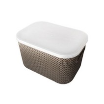 한샘 라탄 패턴 플라스틱 바스켓 M 브라운, 단품