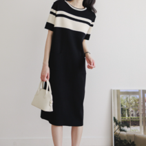 [최저가]스프라이트 포켓 캐주얼 반팔 롱 원피스 2color