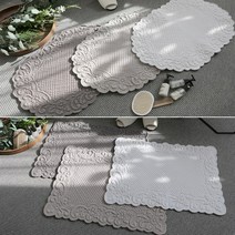 아도라 100%면 먼지없는 사계절 타원 사각 발매트 핸드메이드 3컬러 45x65cm 사이즈, 사각-화이트