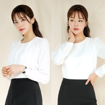 더웨이나인 긴팔 라운드 셔링 기본 쉬폰 정장 면접블라우스
