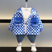 C BA1 XIA 포켓컬러 격자후드점퍼(19호까지) 수입 아동복 아기옷 여아 남아