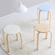 수툴 등받이없는 스톨 화분 나무 화장대 원형스툴 수틀 둥근의자 카페의자, 스카이블루