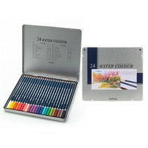 일음쇼핑^^*m문화 24색 수채연필(틴케이스) 연필 미술용연필 컬러연필 드로잉연필 그림용연필일medi^*^, ab*^^선택없는
