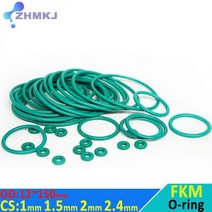 오링 녹색 FKM O 링 CS 실링 개스킷 절연 오일 고온 저항 불소 고무 OD 5mm ~ 70mm 1mm 1.5mm 2mm 2.4mm578503, OD5mm-10Pcs, CS 1.5mm