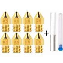 3D프린팅 페이지라벨기 3D 프린터 프로그램 노즐 세트 8PCS 0.4mm MK8 압출 인쇄 헤드 5PCS 청소 바늘 맞는 1.75mm 황동 Ender 3 프로, [06] 0.8mm Nozzle Set