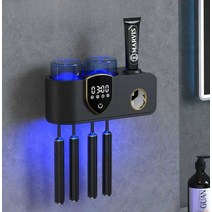 스마트 칫솔 살균기 살균 및 건조 UV 전동 보관함, 2컵형 화이트