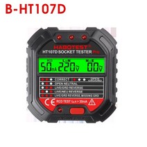 HT107B HABOTEST GFCI 콘센트 테스터 전압 디스플레이 90250V 소켓 감지기 미터 블랙, 02 B-EU Plug