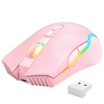 게이밍마우스 게임용 컴퓨터 RYRA-3600DPI 무선 마우스 USB 수신기 포함 게이머 24G RGB 백라이트 충전식, 01 pink, 한개옵션1