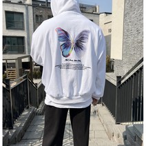Butterfly 나비 오버핏 전사 프린팅 자수 남녀공용 후드티
