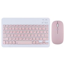 블루투스 키보드 10 인치 무선 블루투스 키보드 및 마우스 안드로이드 IOS 윈도우 iPad 아이폰 화웨이 샤오미 전화 태블릿, [01] English Keyboard, 03 With Mouse Pink