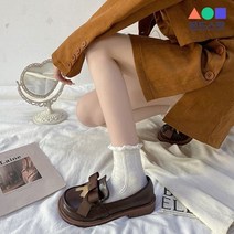 몬드스팟 3cm 여성 통굽 리본 스니커즈 플랫 단화 브라운 (DM581)