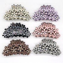 퐁냥퐁냥 포인트 꽃큐빅 올림머리 헤어집게핀