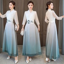그라데이션 모시적삼 원피스 생활 퓨전 어른 한복 전통 식당 카페 마사지 작업 근무복 계량 개량 법복 절복
