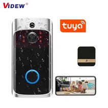 스마트 초인종 Tuya 와이파이 무선 보안 카메라 방수 링 비디오 홈 도어 벨 나이트 비전 모션 감지, 차임 블랙으로