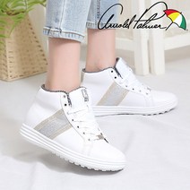 아놀드파마 여성 키높이 골프화 수제 연습용 실내 스크린 골프 스니커즈 발편한 통굽 신발 푹신한 가벼운 운동화 경량 쿠션 스파이크리스 글리터 반짝이 패션 데일리 국산 캐주얼 굽높은