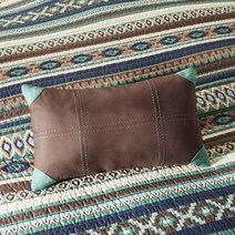 Madison Park 퀼트 러스틱 사우스웨스턴 사계절용 통기성 침대보 경.. 정품보장, Malone Ikat Blue/Chocolate