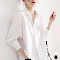와이제이 국내 당일 발송 오픈카라 블라우스 2컬러 허리셔링 긴팔 스판블라우스 빅사이즈 YJK168