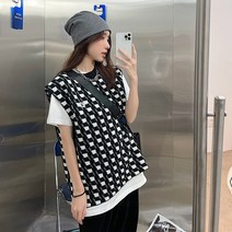 니트조끼 WELL 바둑판 체크조끼 여성 초 가을 신 와이드 루즈핏 스웨터 2562148724