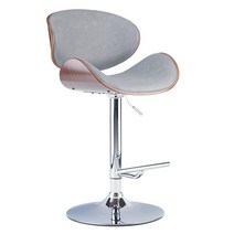 SIMPLIHOME Marana 미드 센추리 모던 벤트우드 높이 조절 가능한 가스 리프트 바 스툴 스톤 그레이 인조 가죽 곡선 회전 가능 심플 어셈블리302254, Stone Grey