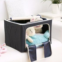 땡땡이 리빙박스 튼튼한 철프레임 옷보관함, 72L