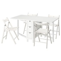 이케아 IKEA NORDEN 노르덴 / TERJE 테리에 테이블+의자4 - 접이식 화이트/화이트 26/89/152 cm 694.423.45, 화이트
