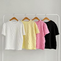 브이와이 여자 SS 팝콘 라운드 벌룬 나들이룩 반팔티