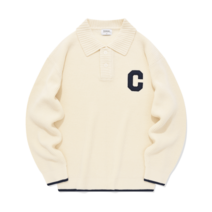 커버낫 C 로고 카라 니트 아이보리