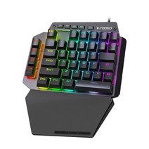 한손 키보드 기계식 유선 게임용 키 K700, FREE, 검은색, 빨간색 축