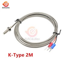 온도계측기 자기온도계 K유형 열전쌍 스테인레스 스틸 프로브 센서 PT100 RTD M6 M8 나사 온도 100cm 1M 2M, 02 K type 200CM