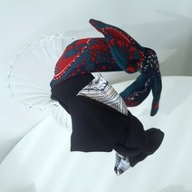 비바브 페이즐 그린 블랙 넓은 리본 머리띠 2종 세트