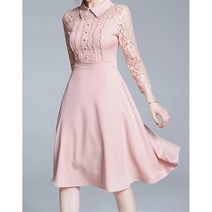 잇츠스타일 봄 하객룩 우아한 레이스 카라 여성스러운 정장 원피스