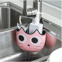 PTB274936수세미거치대 수세미통 수세미걸이 수세미정리 싱크대수납 수세미홀더 싱크대수세미걸이 수세미받침대 왕눈, 1개, 핑크, 1개입