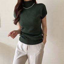 데일리앤 여성 소프트 반목 반팔 니트 캡소매 티셔츠 피에나